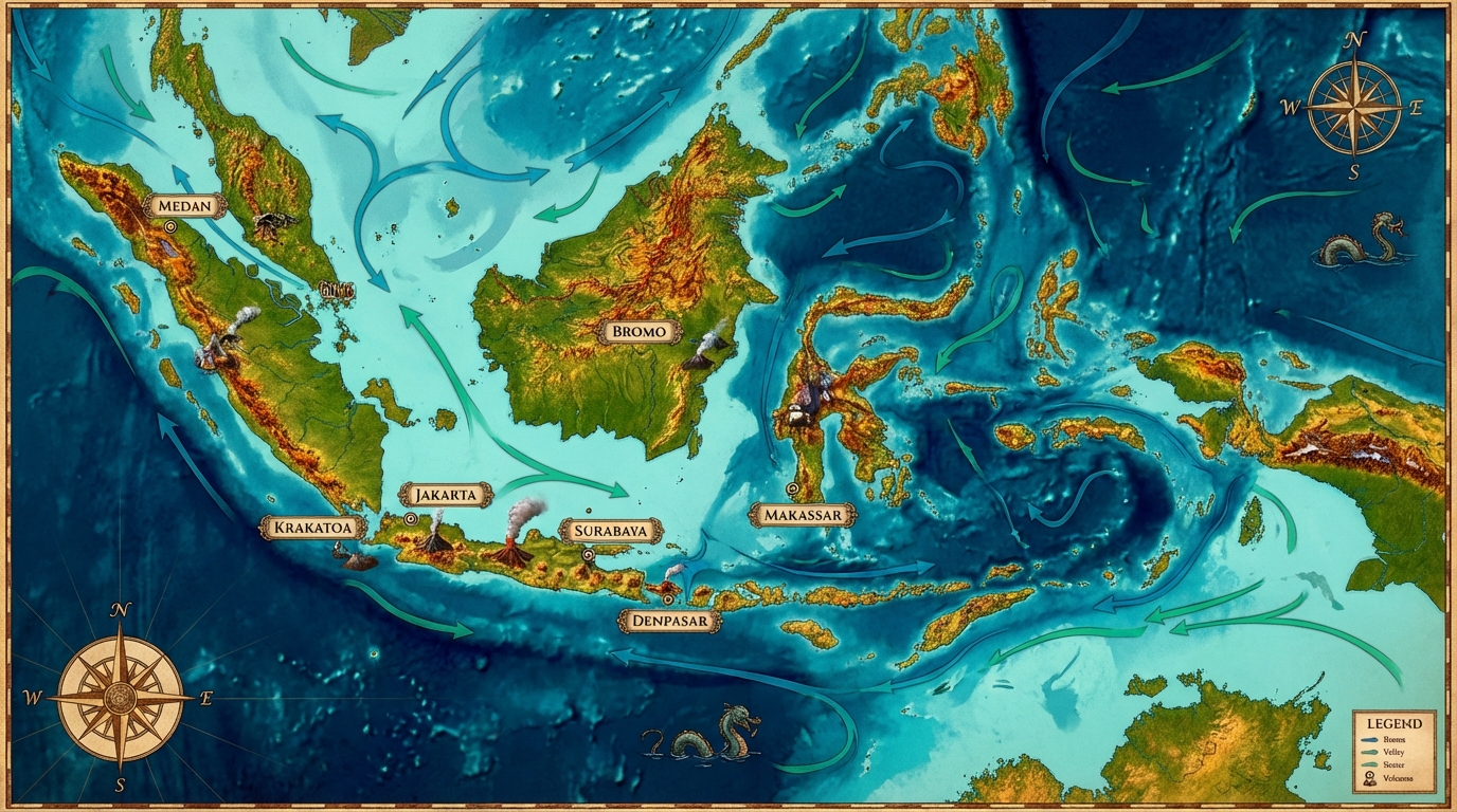 explorez la carte détaillée de l'indonésie pour mieux saisir sa géographie, ses îles, et ses paysages variés.
