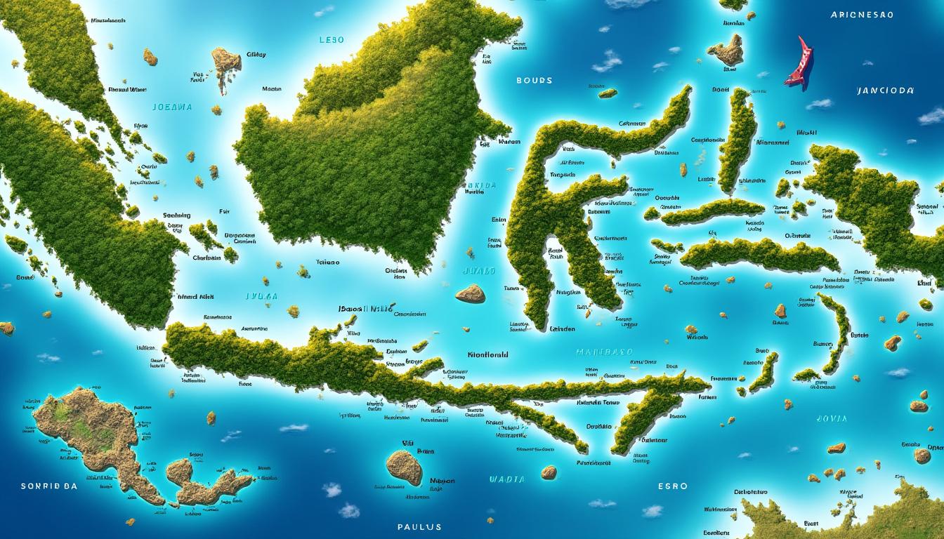 découvrez notre guide complet de l'indonésie avec une carte détaillée pour explorer l'ensemble de l'archipel et ses merveilles.