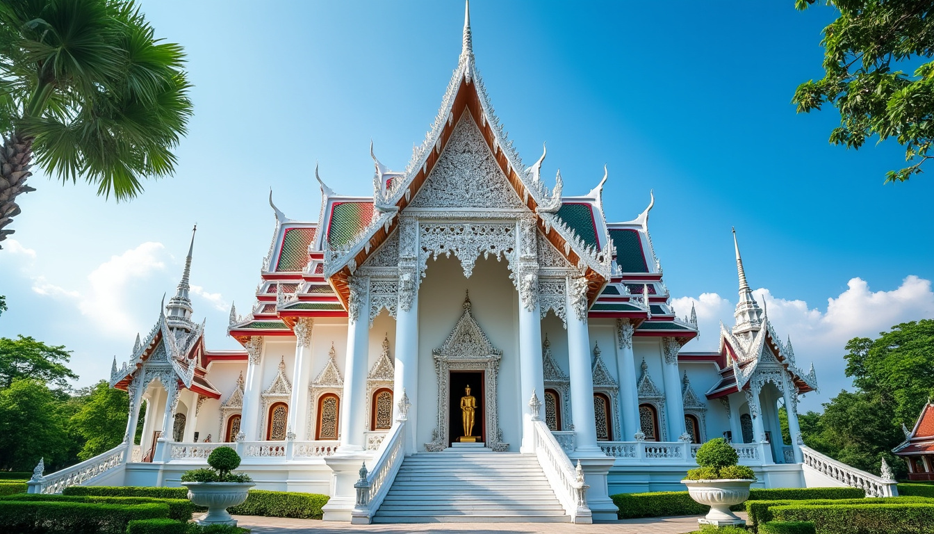 explorez le temple rong khun, un chef-d'œuvre architectural unique, célèbre pour ses détails artistiques impressionnants et son design blanc éclatant, véritable joyau culturel à ne pas manquer.