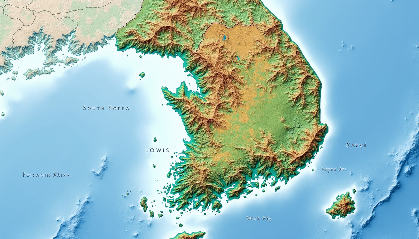 découvrez tout sur la géographie de la corée du sud et ses régions avec notre carte détaillée. comprenez sa topographie, ses provinces et ses caractéristiques clés.
